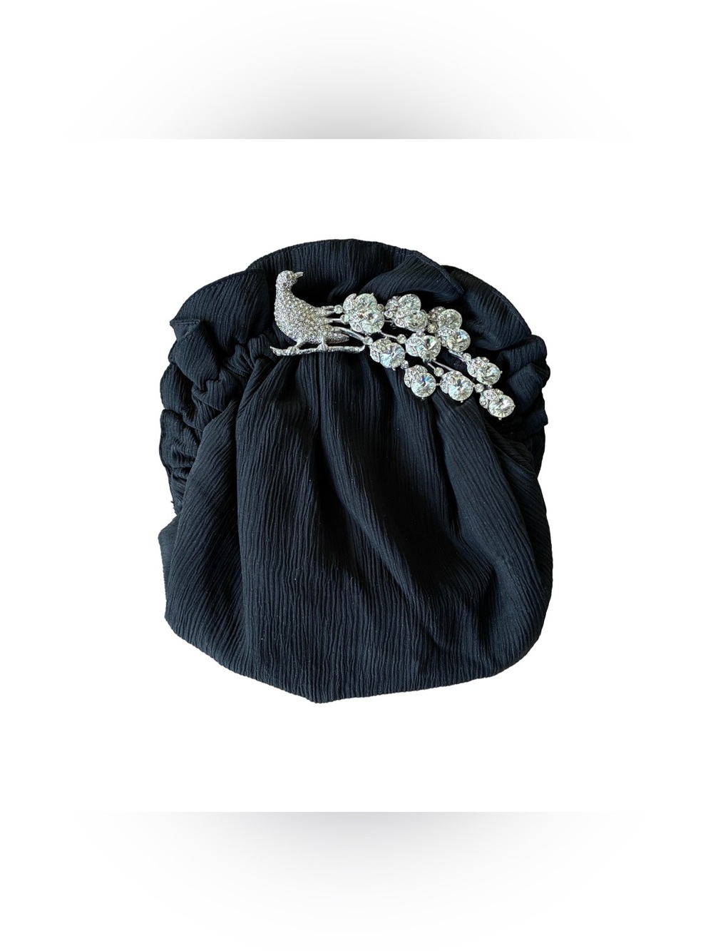 Silk Clam Shell Clutch | Black Evening Bag